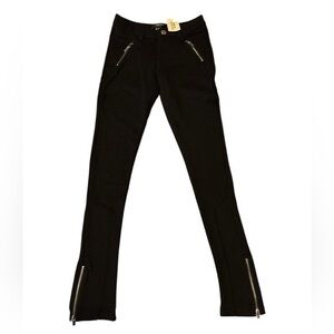 FOREVER 21 Black Zipper Detail Women's Knit Pants - XS